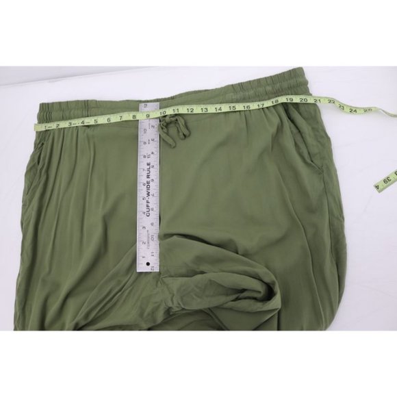 torrid pants women's 2 relaxed Taper challis high rise tie front green stretch - Picture 11 of 12